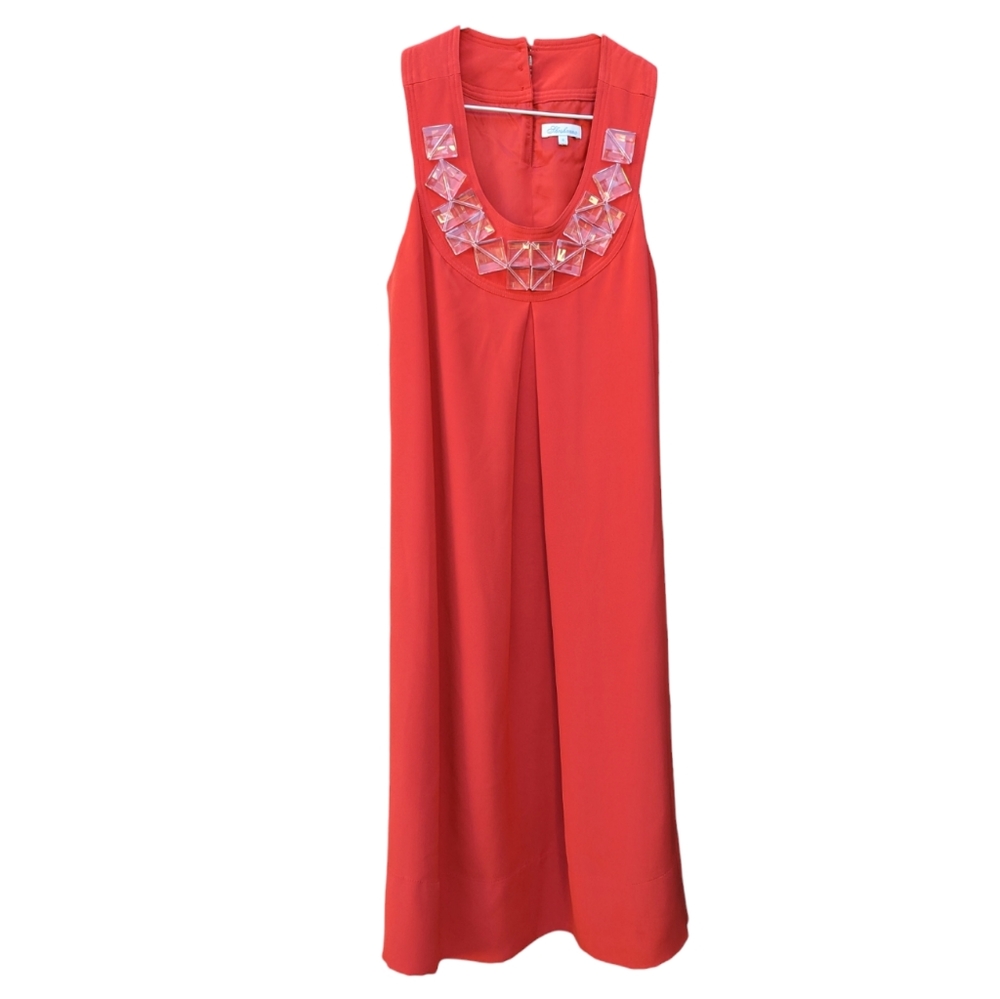 Shoshana Red Silk Embellished Dress 8